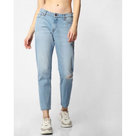 Petercrown blue mid rise ice washed boyfriend jeans